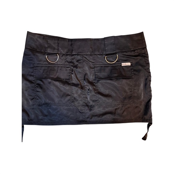 Weathervane Cargo Mini Skirt Womens 9 Black Excellent Y2K Utility D-Ring Pockets - Picture 6 of 9